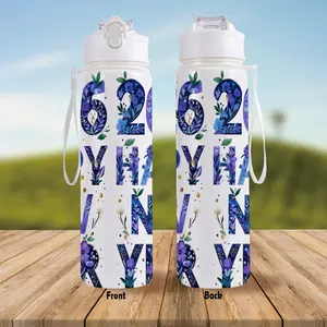 1pc/26oz/760ml/Sports Water Bottle With Straw For Gym Fitness Outdoor,Happy New Year Design,The Perfect Birthday And Christmas Gift For Family And Friends,It Is The Perfect Choice For Outdoor Enthusiasts