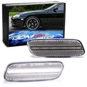 iJDMTOY Semi-Clear Lens 30-SMD Xenon White Full LED Strip Front Bumper Side Marker Light Kit For Lexus 1992-2000 SC300 SC400