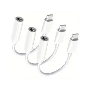 3 Pcs USB-C to 3.5mm Female AUX Audio Adapter, Type-C to 3.5mm Jack Converter Cable, Plug and Play Mini Portable No Battery Needed, Male to Female, Compatible with iPhone 16 Pro/16 Series/15 Pro Max, Samsung Galaxy S24 Ultra/S23/S22/S21 Ultra/Note 20, iPa