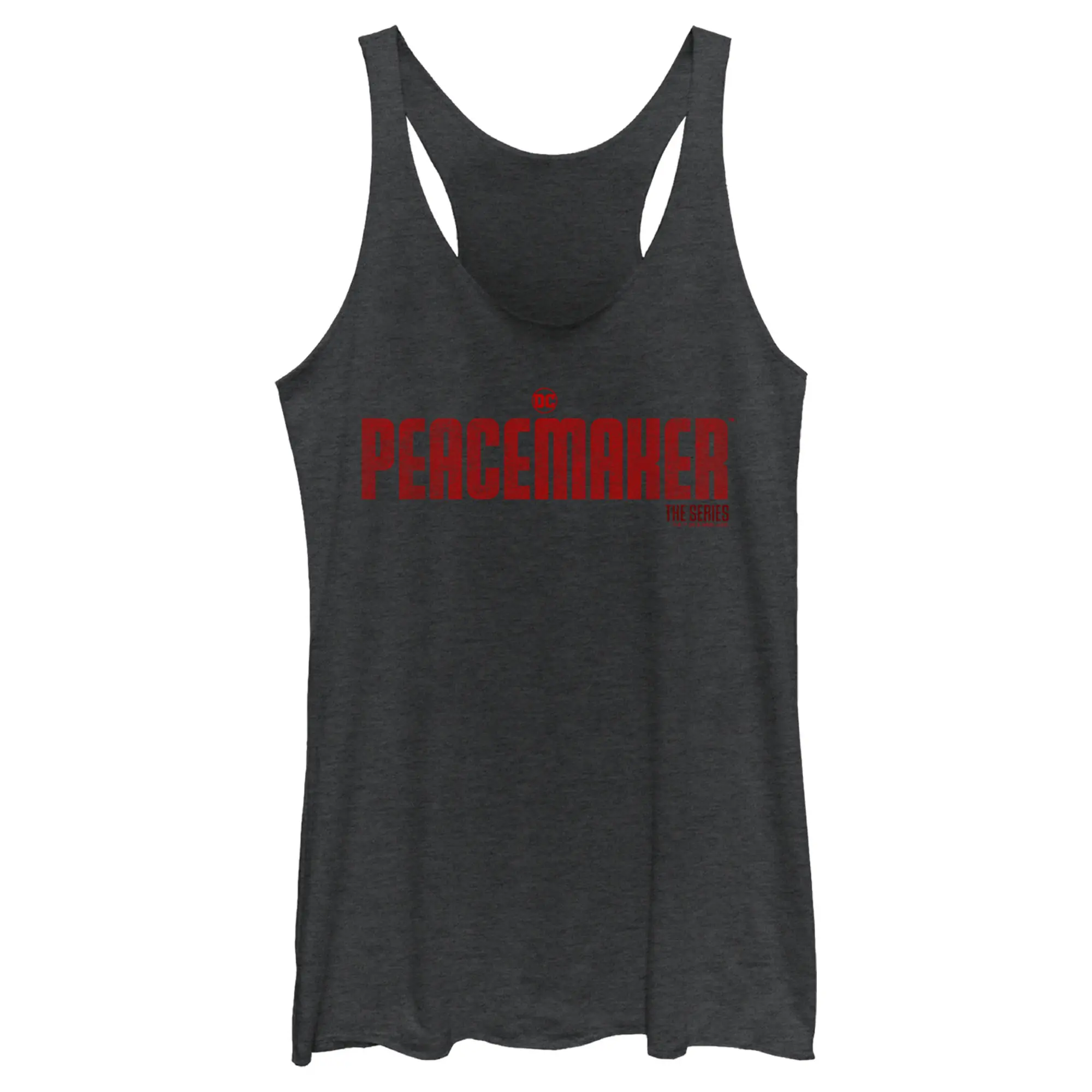 Women's Suicide Squad Peacemaker Red Distressed Graphic Racerback Tank Top - Casual, Sleeveless, Stylish