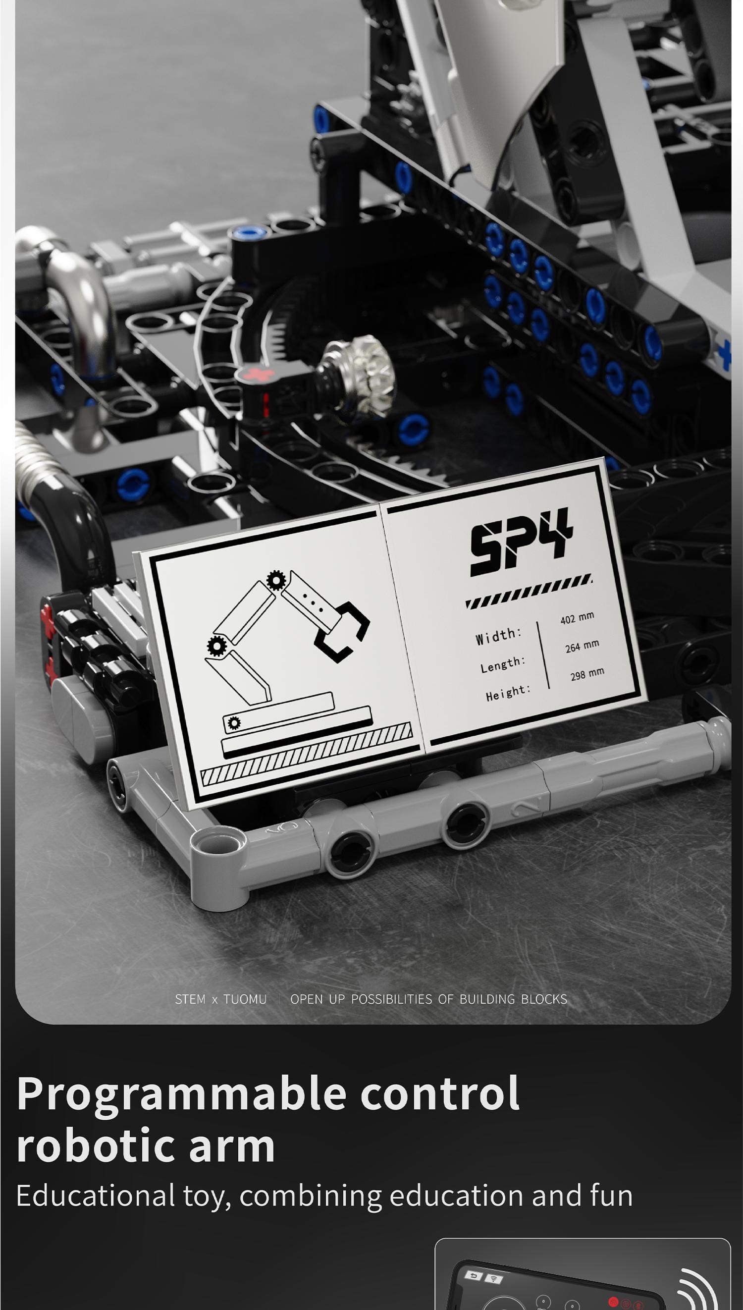 STEM Technic RC Robotic Arm Building Blocks Set 1029Pcs, 8-Channel Remote Control DIY Toy, Spring Easter Holiday Present for Children 8-14 & Adults