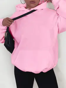 Women's Plain Pocket Drawstring Hoodie, Casual Basic Long Sleeve Hooded Sweatshirt for Fall & Winter, Women's Clothes for Daily Wear, Womenswear