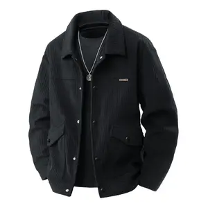 Men's Solid Color Corduroy Jacket, Loose Casual Long Sleeve Button Front Outerwear for Fall & Winter, Men's Clothes for Daily Wear, Coats