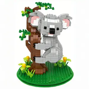New Jungle Koala Figurine, Cute Resin Crafts for Garden Decor, Adorable Home Accents for Outdoor Spaces, Animal Series Micro Building Blocks Animal Set, DIY Mini 3D Building Toy Bricks