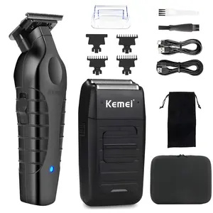 Kemei Km-2299+km-1102 Shaver Hair Clipper Set, Cordless Long Battery Life, Suitable for Home & Salon Use, Smooth Trimming, Perfect Gift