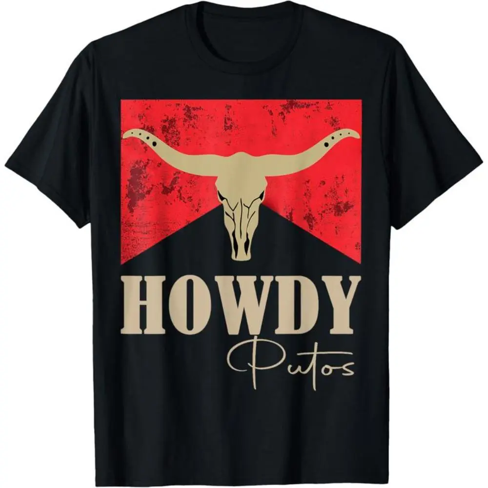 Howdy Putos Graphic T-Shirt - Funny Western Cowboy Aesthetic Tee for Men & Women, Retro Texas Style Streetwear Graphic Shirt