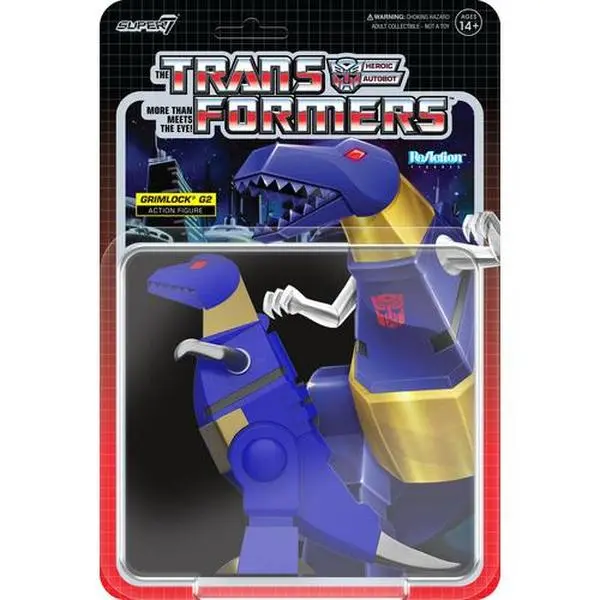 Super7 Transformers G2 Grimlock Dino Vinyl Figure - Collectible Statue, Gold & Silver Accents, Choking Hazard Small Parts [COLLECTIBLES]