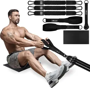 Rowing Resistance Bands,  Replacement for Rowing Machine,  Gym Workout Equipment for , Arms, , Core, Glutes and , Rowing Workout, Cardio, Low-Impact, Portable  Gym