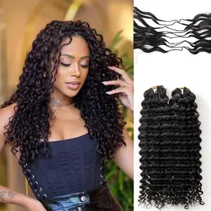 100% Human Hair Knotless Pre-Separated Crochet Hair Extensions Ocean Wave Feather Hair Water Wave Feather Line Hair Extensions Natural Color 16Inch 240g