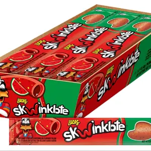 Lucas Skwinklote Watermelon Flavor Sweet and Sour Candy Strip 1.41oz - 6 Pieces Pack for Treats, Snacks, Parties, and Piñatas - Bonbon freeze-dried candy
