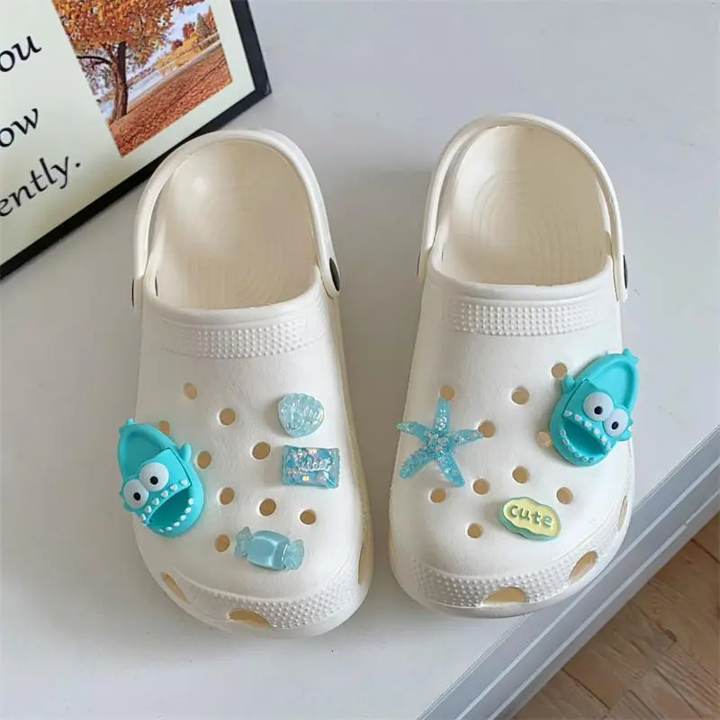 7pcs Cute Flower Jibbitz Shoe Charms - Soft PVC Resin & ABS Cartoon Geom. Decorations, 12mm Buckle Fit Waterproof DIY Clog/Sandal Accessories, Party Favor for Kids, Evening Use