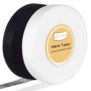 2 Rolls Hemming Tape 3/4 Inch x 140 Yards  No-Sew Hemming Tape for Dresses, Curtains & Clothing Fabric Craft Projects, Iron-On Permanent Adhesive No Sewing Design (White/Black)
