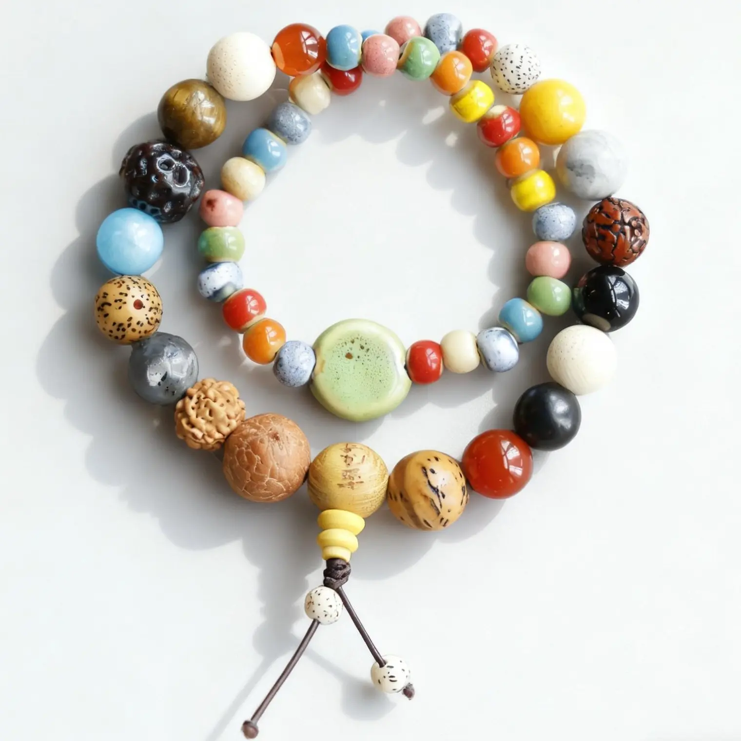 Hodao Enigmatic Tibetan Thangka - inspired, Turquoise - accented Bohemian 18 - Seed Beaded Wrist Ornament with Prayer - bead Flair Randomly send one of the 5 models high appearance bracelet