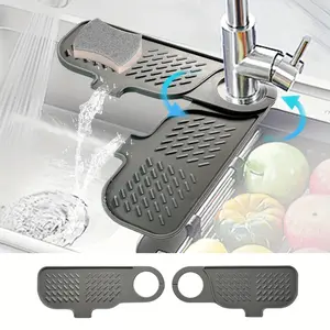 [Silicone Splash Guards] 2pcs Silicone Splash Guards & Drain Mats | Rotating, Soft Kitchen Sink Protector with Non-Slip Drain Design