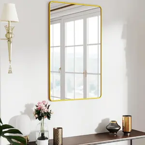 24x36 Mirror Rectangle Full Length Wall Mounted or Against Wall  Alloy Metal Frame Dressing Mirrors for Entryway Bedroom Bathroom Living Room 36x24 inch