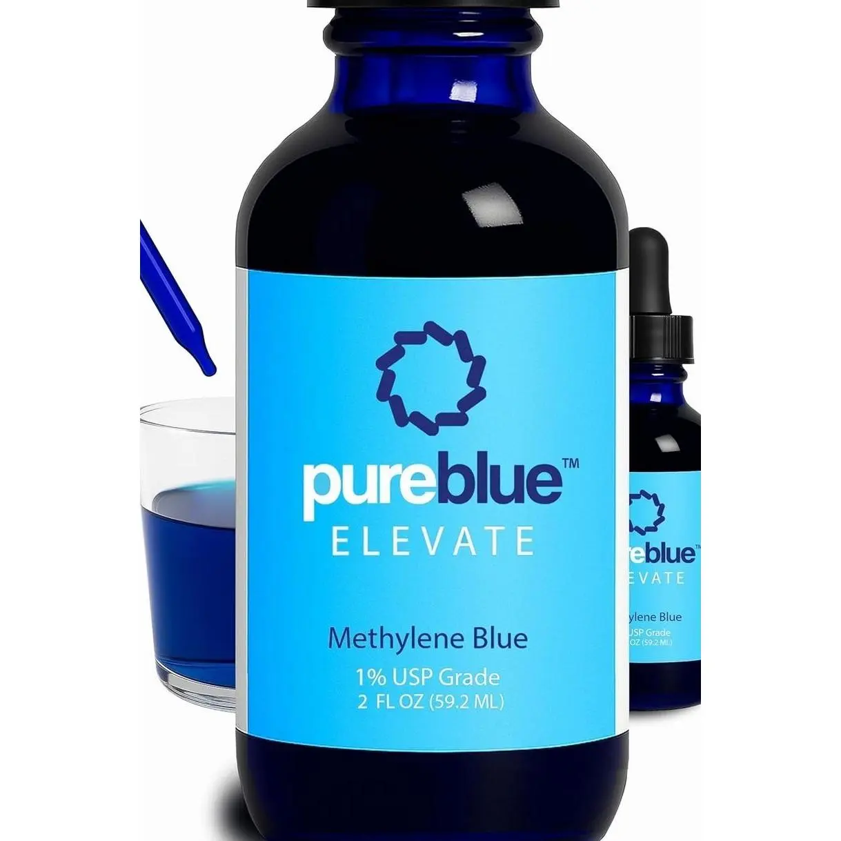PureBlue Methylene Blue 1% USP Drops | Formaldehyde-Free, Alcohol-Free Solution for Cognitive & Mitochondrial Support | Third-Party Tested, Made in USA | 2 fl oz