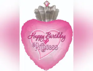 Happy Birthday Princess Heart & Crown Balloon