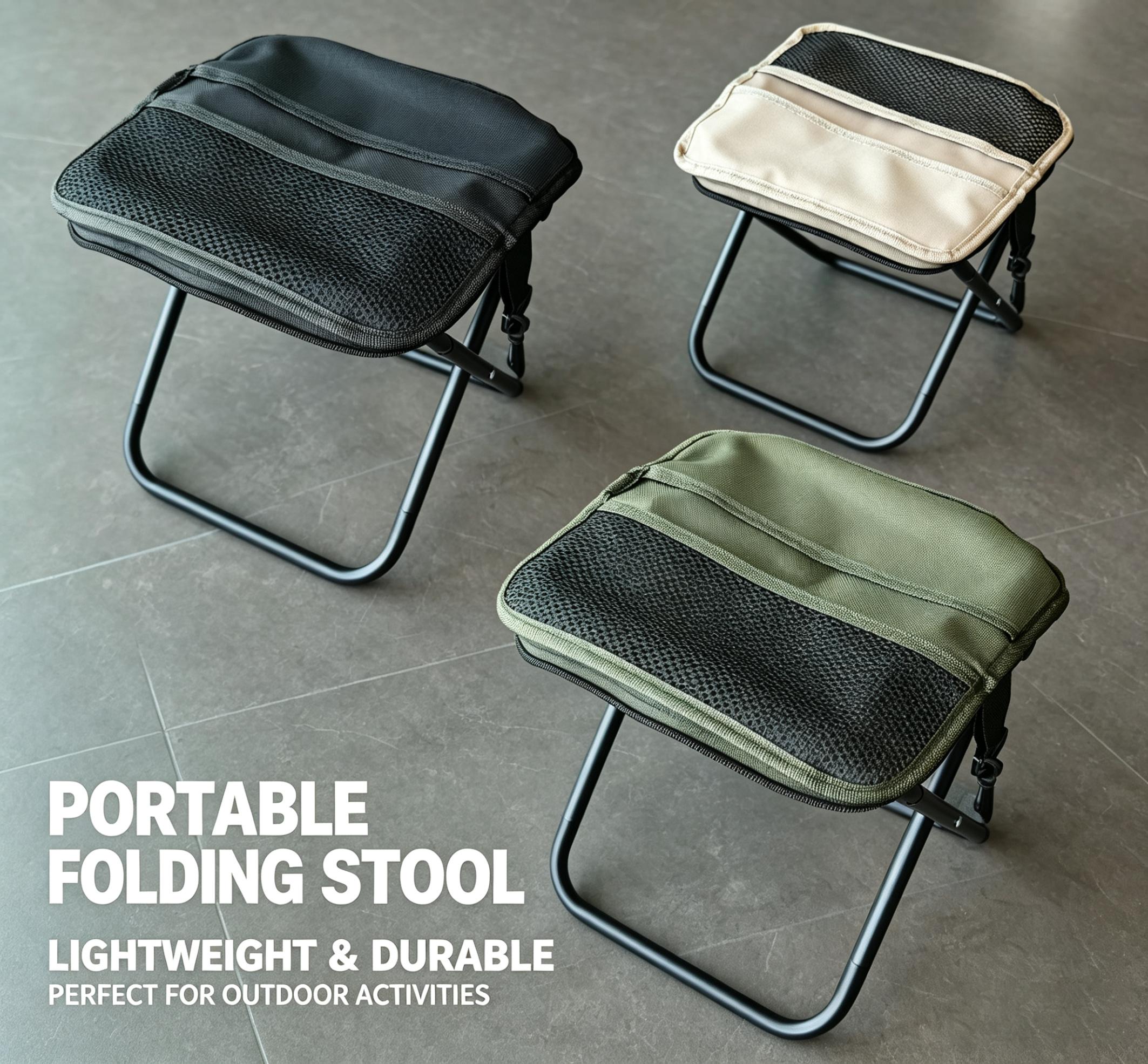Portable Folding Stool Outdoor Camping Seat Lightweight Foldable Chair for Travel Hiking Fishing Picnic Beach Backpacking Heavy Duty Compact Pocket Stool for Adults