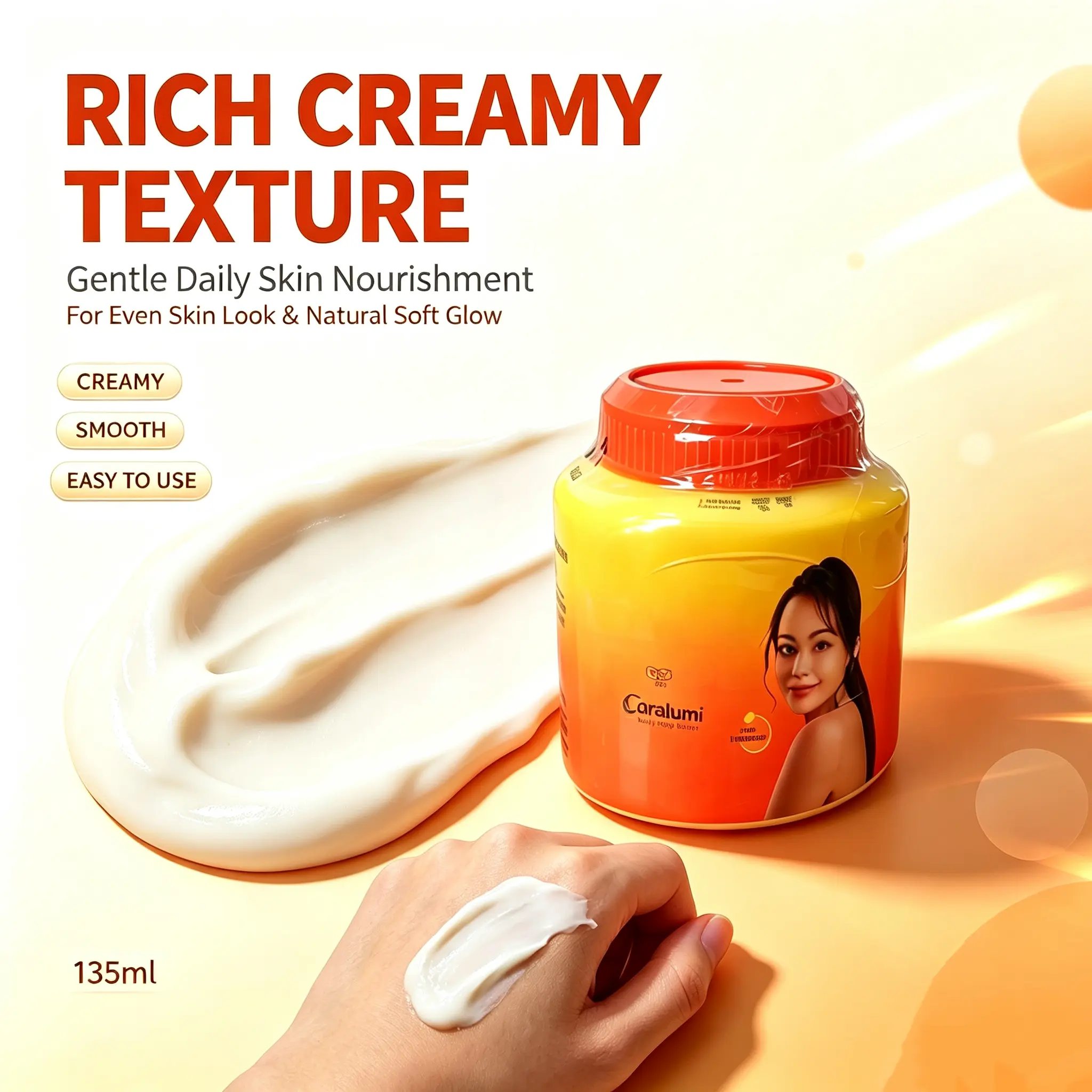 Rich Creamy Body Butter, Daily Hydration for Even Skin Appearance & Natural Soft Glow Look