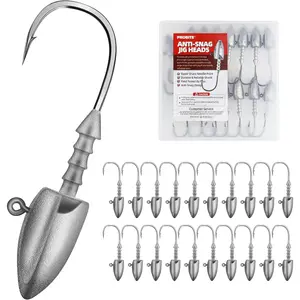 Fishing Jig Heads Kit – Triple-Barbed & Anti-Snag Jig Heads, Sharp & Strong Hooks for Soft Bait, Heavy-Duty Mushroom Jig Head for Bass, Pike, Walleye, Trout, Freshwater & Saltwater Fishing