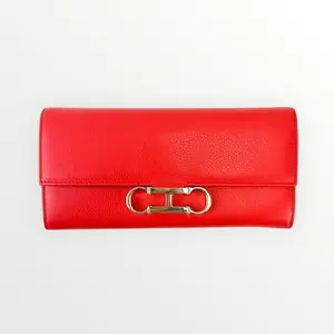 Pre-owned Carolina Herrera LEATHER Small Leather Goods Red Full size wallet with initials