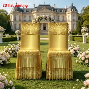 2/4/6 PCS, 2D Flat Printing, Luxury Golden Pattern Printed Stretch Chair Covers, 100% Polyester. Suitable for restaurants, hotel meetings, seaside lawn weddings and VIP chair decoration. Easy to install and reusable after washing.