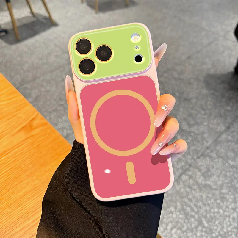 Dopamine Contrast color newly upgraded with magnetic suction Suitable for iPhone17 16 15 14 13 Plus Pro Max Magnetic phone case Contrast color full lens protection Compatible with iPhone 17 Pro Max Magnetic phone case No paint peeling, anti-fall an-XS9527