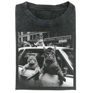 Vintage Funny Cat Gang Graphic Tee Meme Shirt For Men And Women Trendy Gift Idea