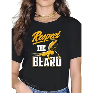 100% Cotton Respect The Beard - Pogona & Bearded Dragon T-Shirt