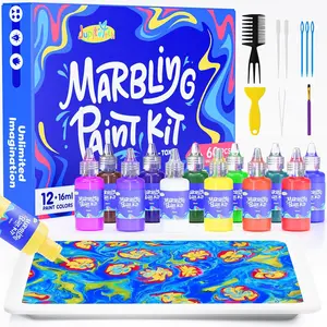 12/8 Colors Water Marbling Paint Kit, Arts and Crafts for Girls & Boys, Art Supplies for Kids Ages 3-5 4-8 8-12, Marbling Paint for DIY Crafts, Thanksgiving, Christmas and Birthday Gifts