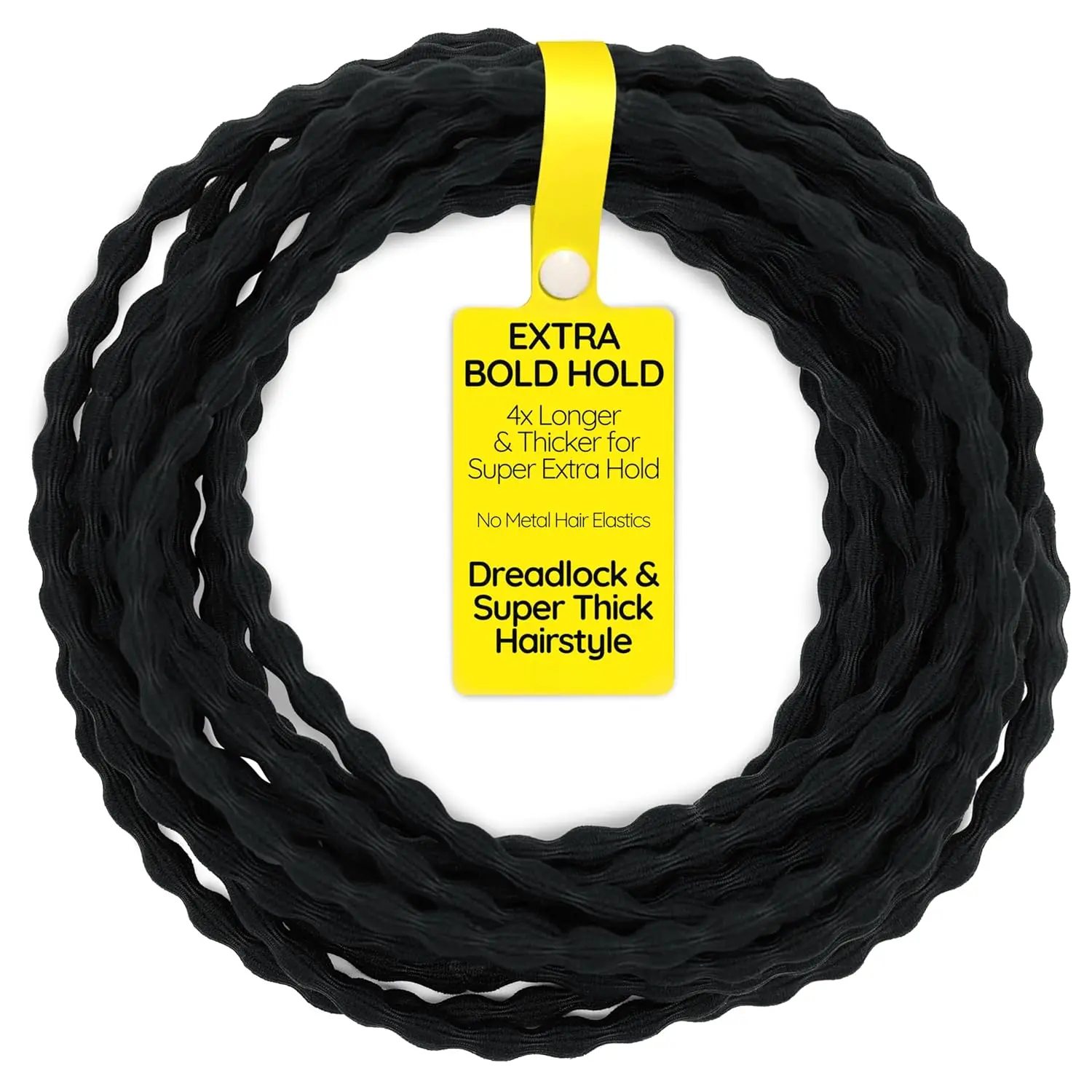 12-Pack 4X Extra Long Hair Ties - Ideal for Dreadlocks, Curly, Extra Thick Hair - Durable, , and Gentle Ponytail Holders, XXX, Black
