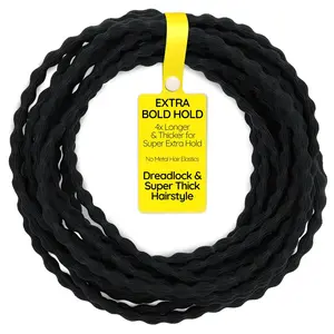 12-Pack 4X Extra Long Hair Ties - Ideal for Dreadlocks, Curly, Extra Thick Hair - Durable, , and Gentle Ponytail Holders, XXX, Black
