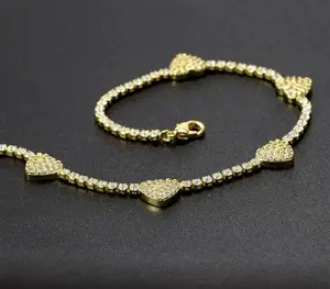 Heart Anklet with Artificial Gemstones for Adult Fashion Accessories - Costume Jewelry & Accessories - Anklets