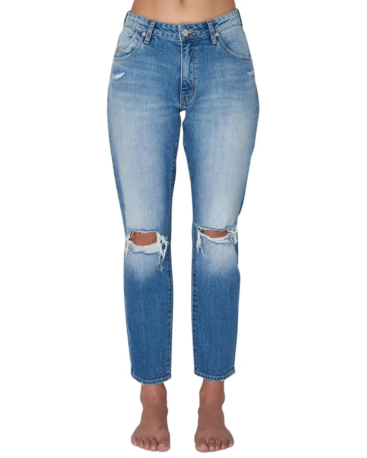 Rolla's Women's Medium Wash Mid Rise Miller Cropped Jeans - 14555B