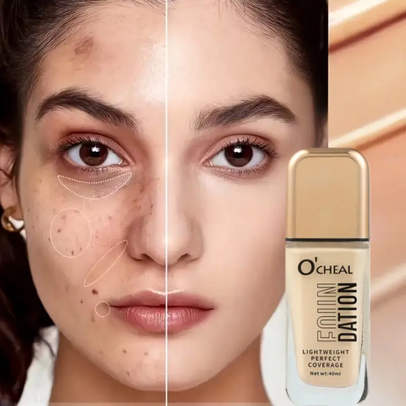 Waterproof Matte Foundation Liquid, Full Coverage Concealer, Long-Lasting Natural Finish, Suitable for All Skin Types, Single Item, Concealer Cosmetic