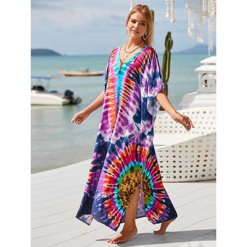 Kaftan Dresses for Women Plus Size Bathing Suit Cover up Vneck Batwing Dress Loose fit Moroccan Caftan mumu Dresses