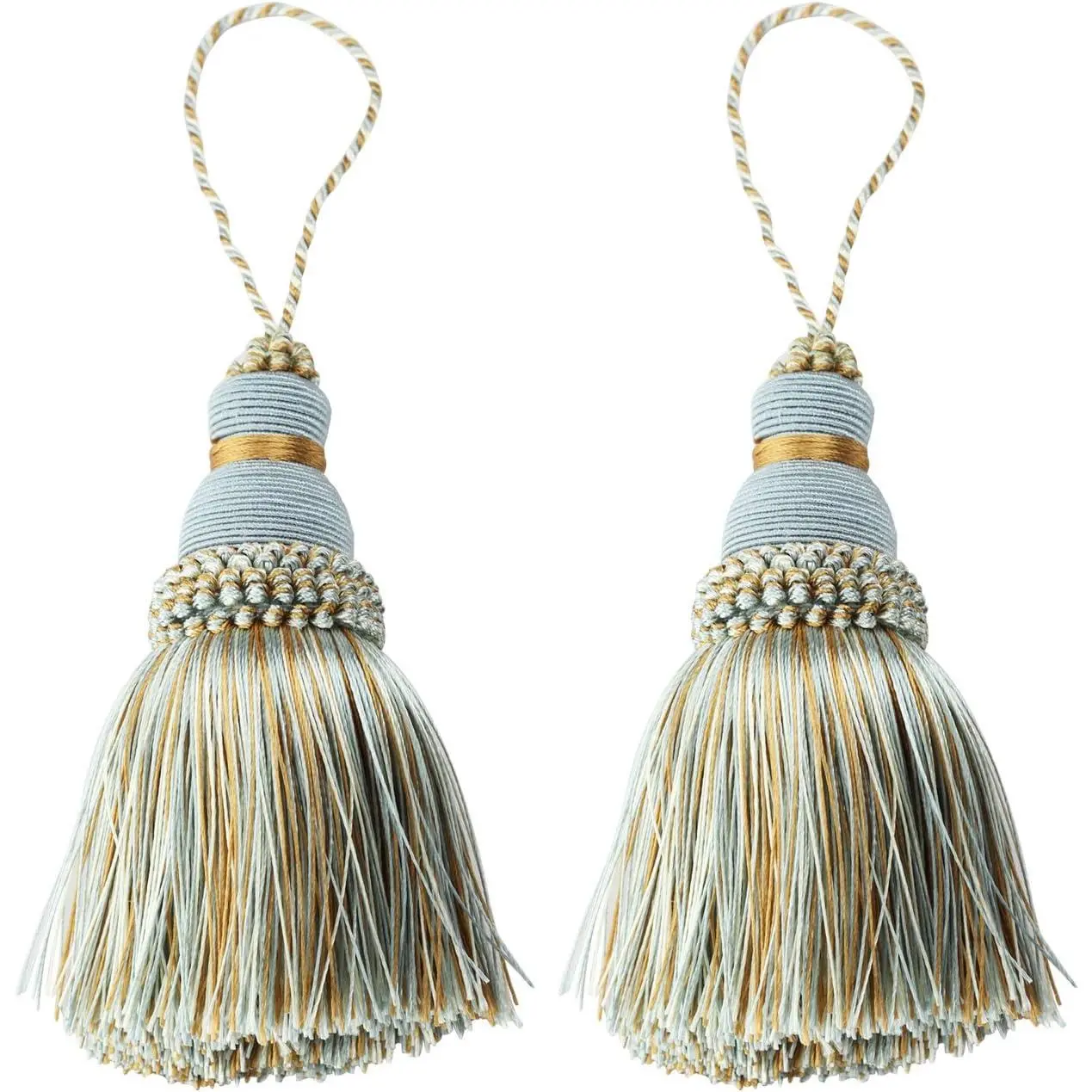 9.6 Inch Colorful Tassel DIY Accessories for Curtain, Home Decoration, DIY Projects, Christmas Decor, Clothing Sewing - Mix Blue, 2PCS, 30 Days Money-Back