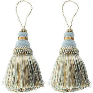 Colorful Tassel Key Tassel DIY Accessories for Curtain and Home Decoration-Mix blue-2PCS