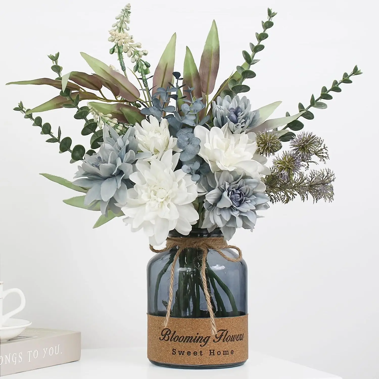 Leftover Faux Flowers in Vase,Artificial Flowers in Vase,Table Centerpieces for Dining Room,Flower Centerpieces for Tables,Fake Flowers in Vase,Kitchen Table Decor,Coffee Table Decor…