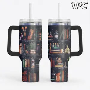 40oz Love Book Skull Car Cup, Non-Lead Crystal Glass, Perfect for Coffee Lovers, Durable Design, Ideal Gift for Bookworms