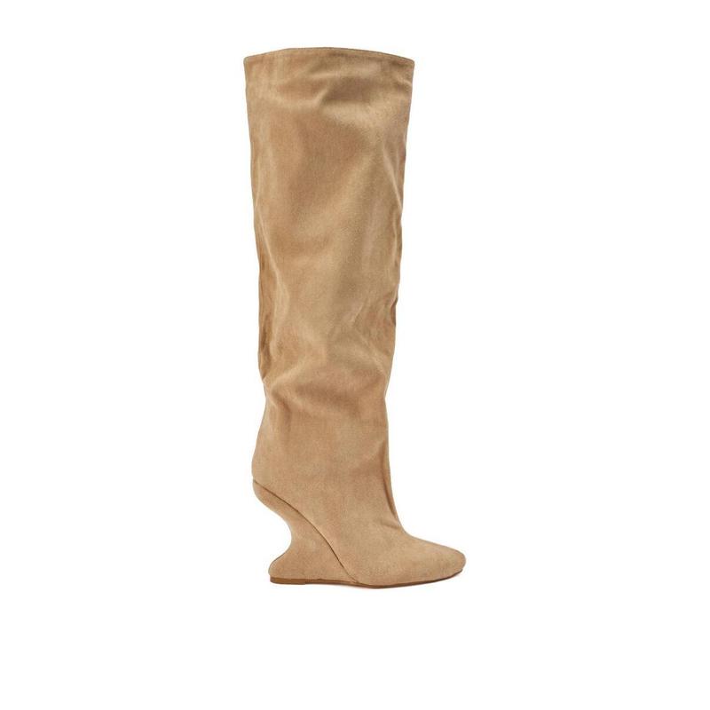 AZALEA WANG VINCE NUDE FAUX SUEDE WEDGE BOOT