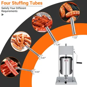 Garvee Manual Sausage Stuffer 5L/11lbs – Heavy Duty Stainless Steel Meat Filler – Dual Speed Operation – 4 Stuffing Tubes – Home & Commercial Kitchen Compatible