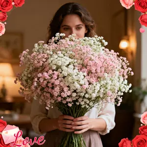 1200 Artificial Decorative Flowers, Artificial Fake Flowers (20 Bunches of White 'S Breath + 20 Bunches of Pink 'S Breath) for Outdoor Wedding Decoration, Suitable for Birthday Parties And Seasonal Use. Ideal for Weddings, Home And Office Decor