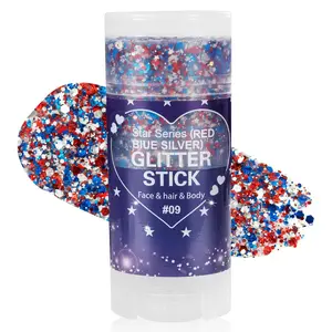 Red White and Blue Body Glitter Stick,4th of July Accessories,Sparkling Face Hair Glitter for Fourth of July Outfit Women Kids,American Pride USA Flag Makeup for Independence Day  Waterproof Patriotic Cosmetic