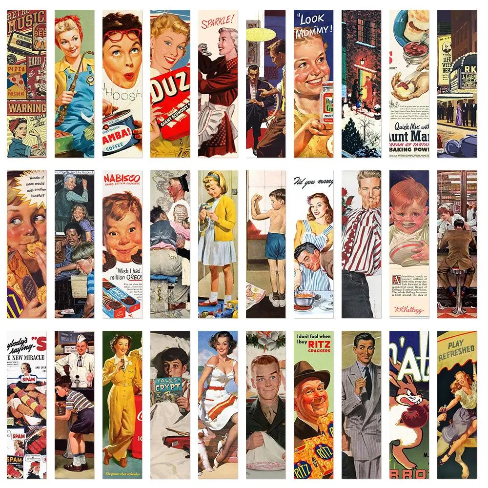 Vintage Series Reading Bookmark, 30pcs/set Creative Retro Style Material Paper, DIY Decorative Sticker Book Reading Stickers, Book Accessories for Home School Office