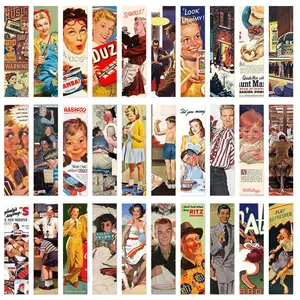 Vintage Series Reading Bookmark, 30pcs/set Creative Retro Style Material Paper, DIY Decorative Sticker Book Reading Stickers for Home School Office