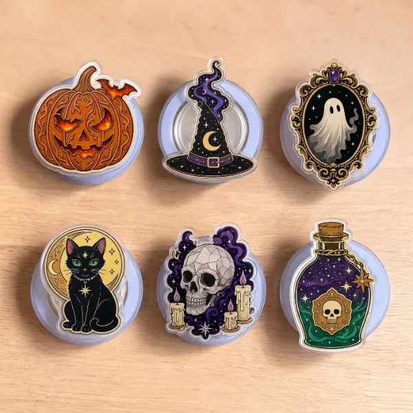 Halloween Phone Grip Bundle Ghost Pumpkin Skull Witch Hat Black Cat MagSafe Magnetic Phone Holder Kindle Grip Gift