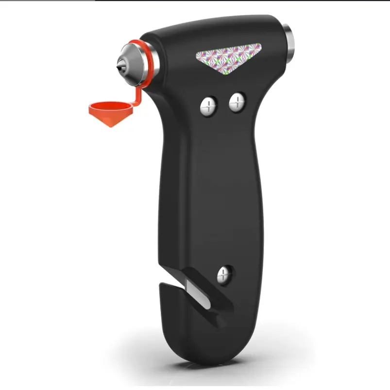 Black Car Safety Hammer - 5.9 inches Metal Automotive Emergency Escape Tool, Compact and Portable Carbon Steel Double-Headed Hammer with Anti-Skid Handle, Seatbelt Cutter, Essential First Responder-Designed Safety Solution for Family, Automotive Accessory