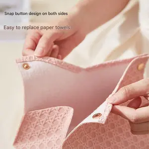 Home Office Decorative Paper Towel Box Cover, Woven Texture Leather Material, Fits Living Room Coffee Table, Storage & Aesthetic, All Year Use