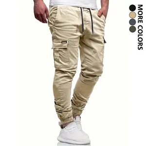 Men's Fashion Multi-Pocket Cargo Pants - Slim Fit Versatile Joggers with Elastic Drawstring & Tapered Cuffs for Daily & Outdoor